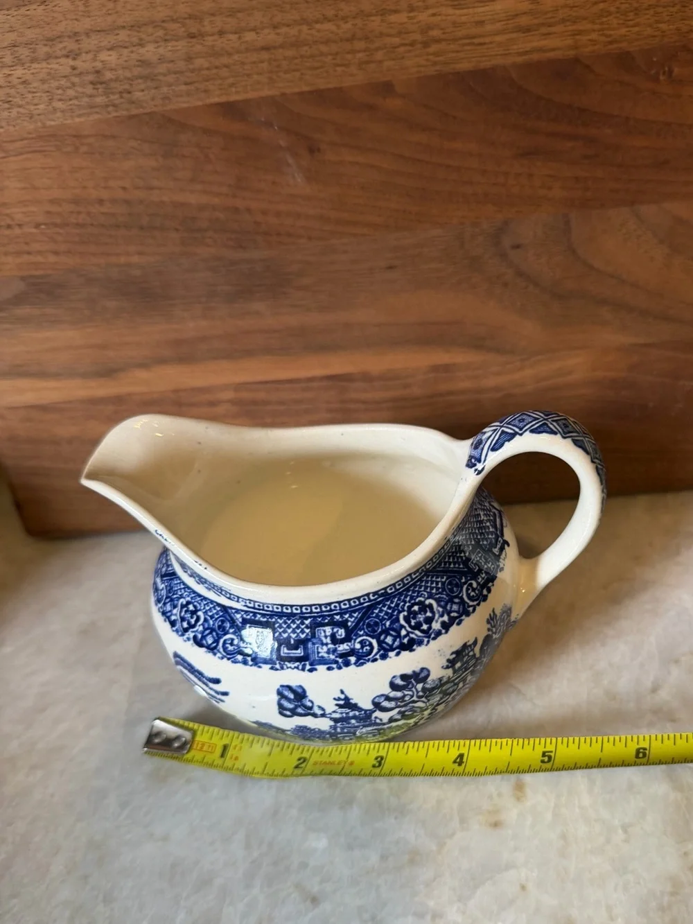 Vintage blue Willow gravy server